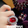 Collar de Frutas con Piedras Preciosas y Diseño de Gota de Agua, Pulsera con Granates Rojos Color Sangre de Paloma en Forma de Huevo y Incrustaciones de Diamantes Pequeños para Fiesta de Palacio