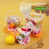 Balde Quadrado de Pó de Gelo, Caixa de Embalagem para Viagem de Salada de Frutas, Balde Transparente para Chá de Bolhas, Balde de Melão, Balde Quadrado