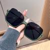 Gafas de sol retro con montura grande, doble haz y antiluz azul, cuadradas, con montura inferior, para mujer, para sesiones de fotos callejeras de celebridades online