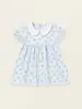 Vestido de Verano para Niñas Estilo Nuevo 2026 Estampado de Moños Manga Corta Vestido de Princesa Cuello de Muñeca Falda Casual Transfronterizo