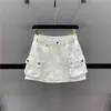 Falda overol caqui para mujer verano chica hot Antiexposición mezclilla adelgazante falda retro cintura alta línea A falda corta