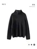 Suéter de cachemira de alta gama listo para usar para mujer, de otoño e invierno, cuello alto, color liso, forro polar, jersey versátil de punto de manga larga