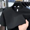 Camiseta Masculina de Malha Secagem Rápida Seda de Gelo Manga Curta Verão Novo Estilo Simples Cor Sólida Versátil Respirável Camiseta Masculina Manga Curta Atacado