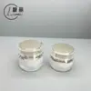 Frasco Redondo Branco Tampa Acrílica Transparente Frasco para Creme Frasco para Loção Essencial Conjunto de Várias Especificações Material de Embalagem para Produto de Cuidados com a Pele