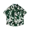 Camisa floral barroca vintage plus size 150kg para homens, camisa de manga curta com folha de bordo para férias na praia havaiana