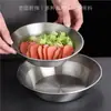 Plato Hondo Plano de Acero Inoxidable Estilo Coreano, Plato para Ensalada de Frutas y Verduras, Plato para Pasta, Plato Dorado Comercial, Plato Redondo para Langosta