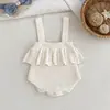 Novo Body Infantil 100% Algodão Macacão Bebê Tricô Alças de Renda Classe A Tricô Bebê Macacão de Engatinhar