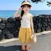Conjunto de Verão para Meninas 2026 Novo Desenho Animado Gatinho Kt Colete e Calça Anti-Mosquito Conjunto de Duas Peças Fino de Verão Infantil