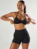 2026 Nuevo Conjunto de Yoga Sin Costuras de Lunares Europeo y Americano con Almohadillas en el Pecho, Cuello Halter, Espalda Hermosa, Shorts Levanta Glúteos, Conjunto de Dos Piezas para Fitness
