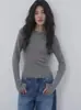 2026 Outono/Inverno Novo Top Base de Tricô Espinha de Peixe para Mulheres, Corte Justo, Gola Redonda, Manga Longa, Suéter Fino 10781