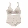 Ropa interior de algodón para niñas estilo pastoral dulce, sujetador push-up sin aros, cómodo, sin costuras, acanalado floral para busto pequeño 801