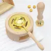 Juego Completo Color Madera Original Sello de Cera Estufa Cuchara Mango Herramienta de Sello Juego Sello de Cera Sellos Herramientas Horno de Fusión de Madera Venta al por Mayor