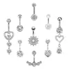 Amazon Ebay Aliexpress Más Vendido Set de 9 Piezas de Piercing de Ombligo Anillos de Ombligo de Zirconia de Doble Extremo Joyería de Piercing de Acero Inoxidable