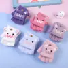 Luvas infantis inverno bebê fofo conjunto de meio dedo meninas meninos inverno forrado de fleece quente à prova de vento crianças conjunto de cinco dedos