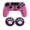 Adecuado para funda de silicona y juego de tapas de botones para mando de PS4, funda protectora para mando de PS4, funda antipolvo, viene con tapas de botones de pata de gato