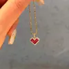 Collar Vintage Italiano Vintage Diamante Cepillado Rubí Amor Nicho Temperamento Cadena de Clavícula de Alta Calidad