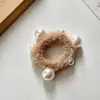 Anel de Cabelo Elegante de Pelo Sintético de Coelho Rex Fofo Brincalhão Corda de Cabelo com Pérola Acessórios de Cabelo Pelúcia Sintética Rabo de Cavalo Headwear para Mulheres
