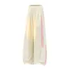 Calça de trabalho larga listrada color block esportiva de secagem rápida nova para primavera e outono para homens e mulheres, apresentando um design curvo estiloso e calças compridas casuais
