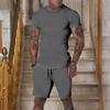 Nuevo Conjunto de Dos Piezas de Verano Tendencia Marca Letras Color Sólido Algodón Sol Camiseta Deportiva Casual Pantalones Cortos para Hombre
