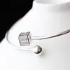 Nafoge Joyería de Plata al por Mayor Pulsera Abierta de Plata de Ley 925 Pulsera de Plata con Personaje Feliz para Mujer Pulsera Fina de Plata Hecha a Mano