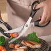 Tesoura de Churrasco em Aço Inoxidável para Cozinha Doméstica, Tesoura para Frango e Bife, Tesoura Especial para Bife para Restaurantes de Churrasco, Tesoura para Legumes e Alimentos