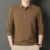 Camiseta de Manga Larga Nueva Transfronteriza 2025 para Hombre, Primavera y Otoño, Cuello Simple Versátil de Algodón, Camisa Polo para Hombre