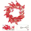 Decoración de Esquejes de Fruta Roja Artificial Fruta de Navidad Arreglo para el Hogar Adornos de Fruta Propicia Fruta Roja de Espuma Fruta Roja Recubierta Decoración de Fruta Roja