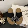 Sandalias de dedo gruesas con pedrería de fuegos artificiales para mujer, cómodas para la playa, verano 2026