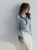 Suéter de Punto de Alto Nivel con Cuello Polo para Mujer, Diseño de Primavera y Otoño, Suéter Capa Interior Capa Base Hombro Normal Solapa Top