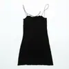 Estilo Kardashian Verano Cintura Ceñida Sexy Ajustado Bodycon Negro Tirantes Finos Vestido Falda Corta para Mujer