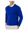 Moda Otoño e Invierno para Hombre de Comercio Exterior Suéter de Punto de Cuello Redondo de Moda Color Sólido Casual de Manga Larga Jersey Camisa Base para Hombre
