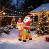 Decoraciones Navideñas para Exteriores Papá Noel Inflable Montando un Reno Decoración de Patio Adornos Navideños Luminosos Figuras Inflables Navideñas