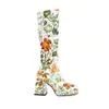 Estilo europeu e americano 2021 outono e inverno novo moda de comércio exterior salto alto estampa 40-43 bico quadrado cano alto botas de cavaleiro femininas