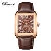 Relojes de Venta Caliente en Tiktok, Reloj de Cuarzo Cuadrado Marca Chenxi, Aleación, Venta Directa del Fabricante, Al Por Mayor en Stock, Correa de Cuero, Modelos para Hombre y Mujer