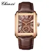 Reloj Douyin Marca Chenxi Cuadrado Cuarzo Aleación Venta Directa del Fabricante En Stock Venta al por Mayor Correa de Cuero Reloj para Hombre