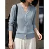 Cárdigan de Encaje Tejido para Mujer, Falso Dos Piezas, Nuevo Top de Lana Fina Otoño/Invierno con Cuello en V de Manga Larga y Elegante Diseño de Retazos