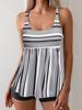 Traje de baño de dos piezas para mujer estilo europeo y americano 2025 con tirantes, shorts a rayas, bikini que cubre el abdomen, adelgazante y de alta elasticidad