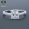 Fornecimento transfronteiriço de joias Mosan 6*6 microincrustado quadrado princesa banhado a platina prata S925 anel de diamante Mosan
