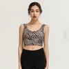 Moda europeia e americana sexy leopardo estampa yoga colete à prova de choque reuniu peito grande sutiã fitness running esportes roupas íntimas mulheres