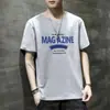 Verão 2024 Nova Camiseta Manga Curta Moda Masculina Marca Plus Size Solta Homem Gordo Roupas de Manga Meia Roupa de Verão Gelada