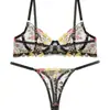 Lencería Sexy Ultra Delgada para Mujer, Sujetador Push-Up de Encaje, Conjunto de Sujetador Transparente de Malla Bordada, Estilo Sexy Puro Deseo