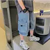 Shorts Jeans para Meninos Verão 2023 Novo Estilo Crianças de Meia-Idade e Grandes Bonitos Soltos Calças Capri Calças Médias para Crianças Calças Cropped