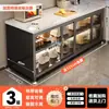 Estante de Armazenamento para Cozinha com Porta de Correr em Laje de Rocha, Armazenamento de Aparador, Micro-ondas de Chão Multicamadas, Armário de Armazenamento Multifuncional