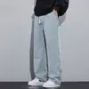 Atacado transfronteiriço jeans masculino novo solto calça comprida casual calças masculinas para jovens calças masculinas de perna reta primavera e verão