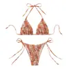 2026 Nuevo Modelo Aliexpress Bikini de Playa de Tres Piezas Amazon Fruncido Halter con Lazo Dividido Traje de Baño Venta al por Mayor