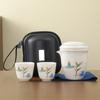 Juego de té de viaje de jade con grasa de oveja, juego de té de kung fu portátil, tetera de cerámica, taza exprés, una olla, tres tazas, logotipo impreso