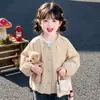 Jaqueta Infantil Estilo Primavera/Outono 2026 Nova Moda Elegante Estilo Mori Infantil Roupas de Outono Menina Estilo Coreano Blusa Tulipa