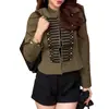 Chaqueta corta estilo europeo y americano con cuello alto, botón vintage y decoración de hebilla dorada, blazer ajustado estilo Chanel, suministro transfronterizo