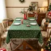 Toalha de Mesa de Natal Poliéster Algodão Estampagem a Quente com Tassel na Borda de Algodão Toalha de Mesa de Jantar Toalha de Mesa Retangular Decoração de Atmosfera Toalha de Mesa