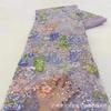 Nueva tela bordada con cuentas de industria pesada, encaje tridimensional, malla bordada con lentejuelas, tela para vestido de novia, cheongsam